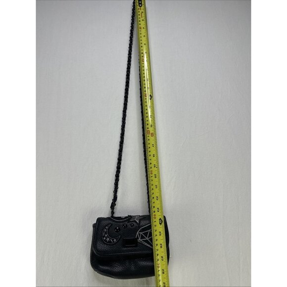 Steve Madden Black Leather Mini Crossbody Chain Purse Bag Bhayley Embroidered - Picture 5 of 10